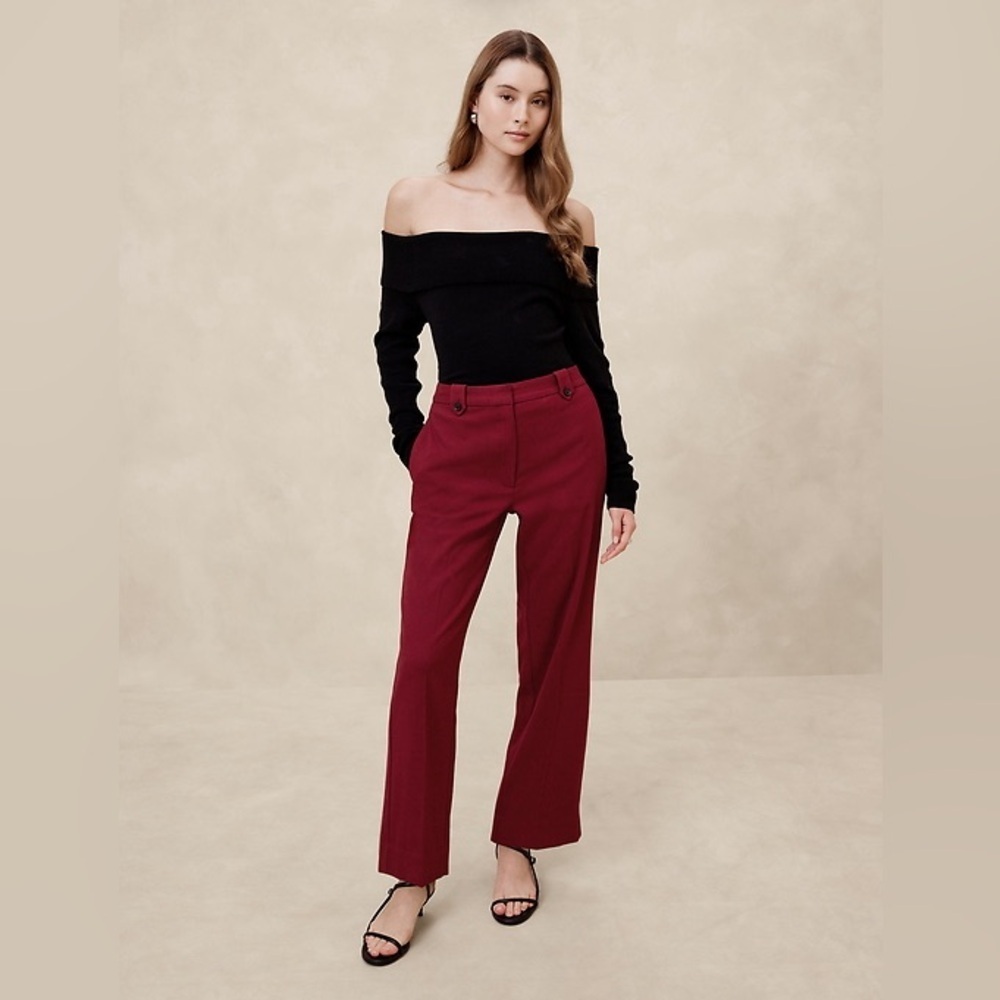 NWT! Banana Republic Red Chakra Flannel Straight Trouser - Size 12 568283